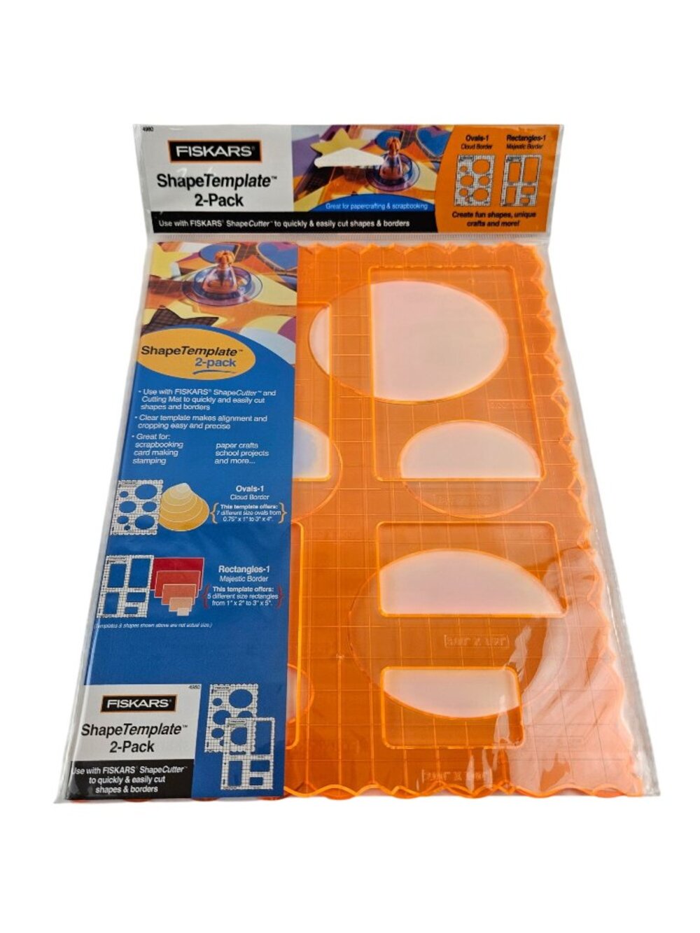 Fiskars Shape Template 2 Pack Ovals Rectangles Scrapbooking Card Making NIP